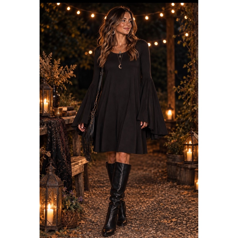 My Amelia James Bell Sleeve Swing Dress Sz XL Gothic Witchy Whimsigoth